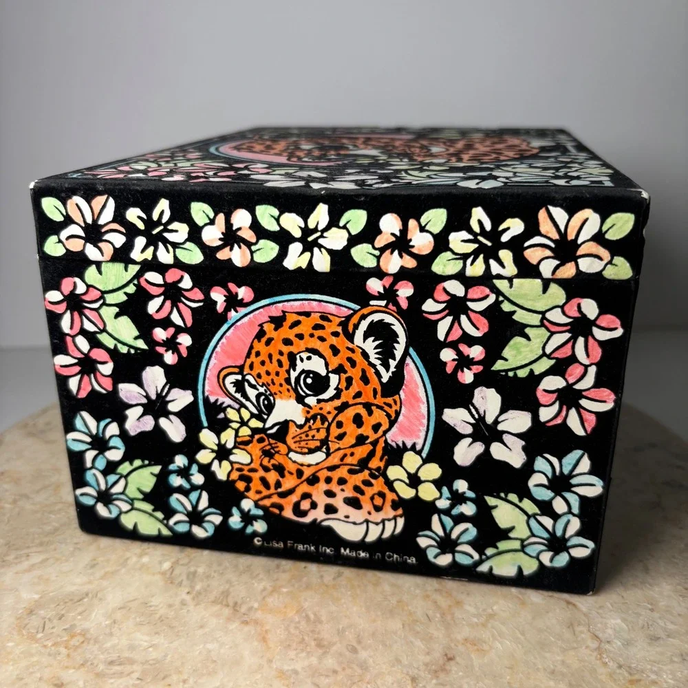 Lisa‎ Frank Hunter the Leopard Jewelry Box Small Black Tropical Floral Drawers